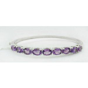 GENUINE 9.68 Cts AMETHYST BANGLE BRACELET .925 Silver ** 13 Grams